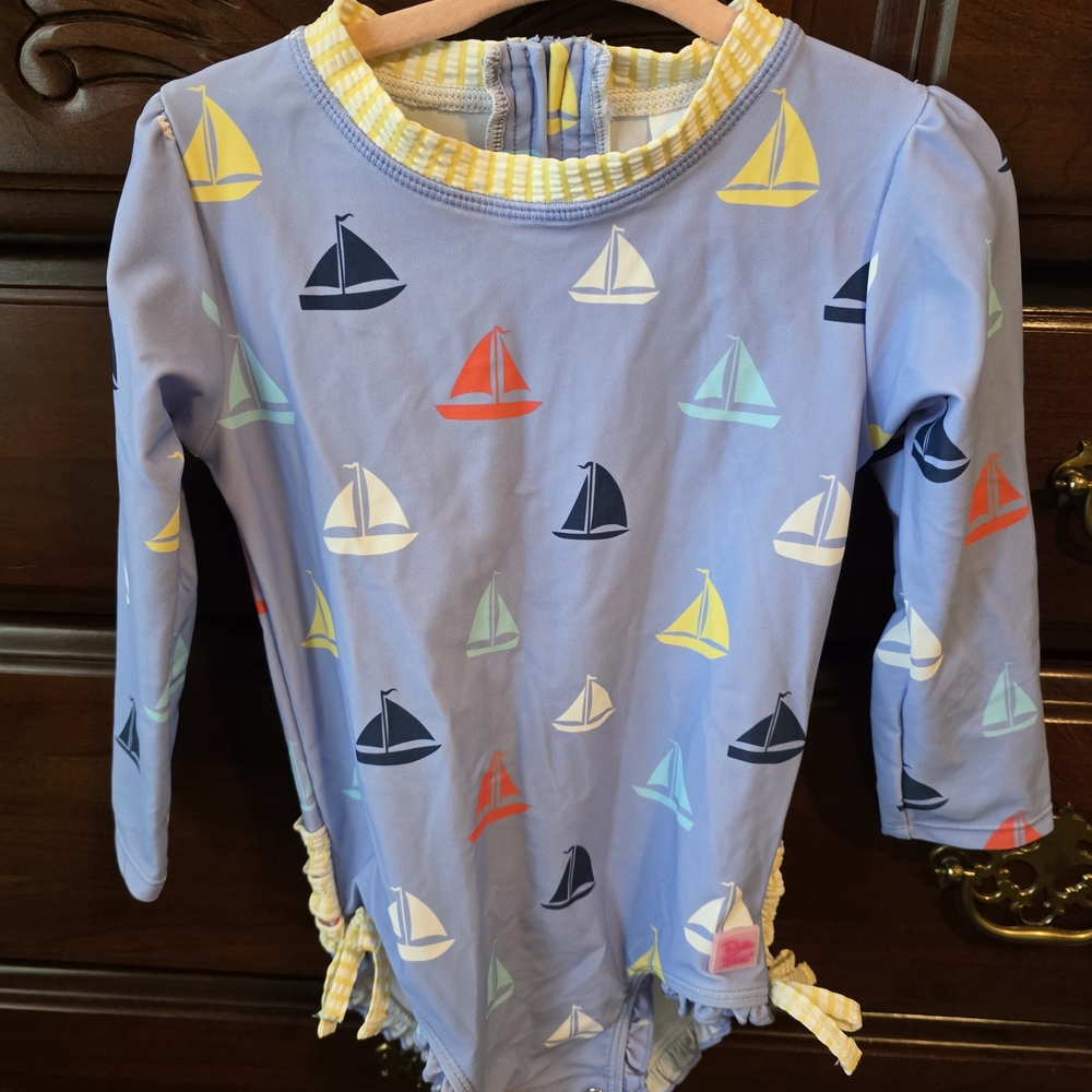 RuffleButts Pastel Sailboat Swimsuit